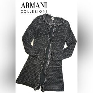 Giorgio Armani Black and White Tweed-Styled Cardigan NWOT